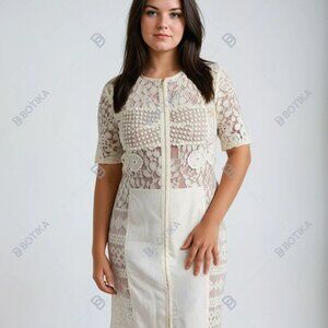 NWT Anthropologie Byron Lars Beguile Ivory Sheath Dress Women's Size 12